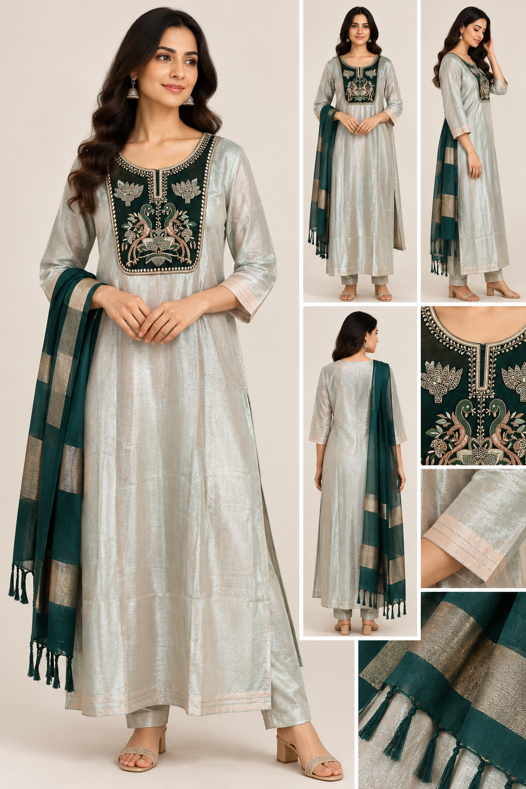 Premium Shimmer Tissue Kurta Set